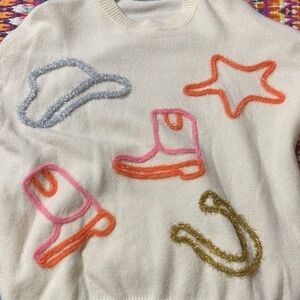 Western style  Cream Sweater Cowgirl chic